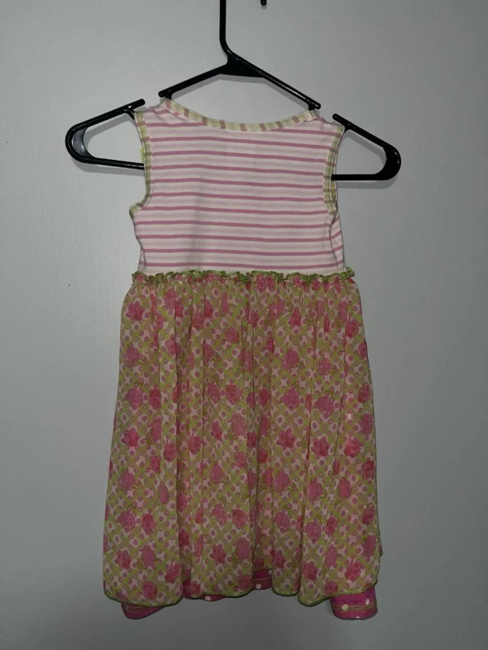 Bonnie Jean Pink and Green Tank Dress Girls 6X - 0649